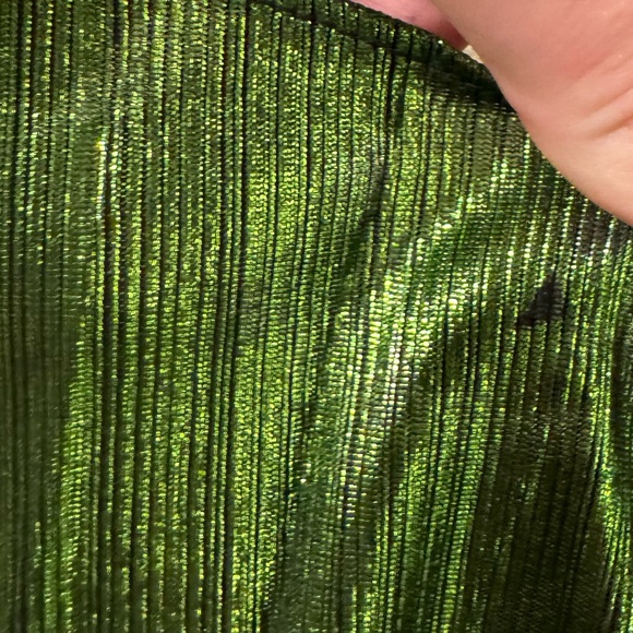 Retrofete Daniele Dress in Lime XS Metallic Green Foil Cocktail Dress W Train - Picture 11 of 14